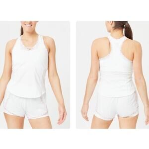 Lucky in Love White Liberty Blossom Tank + Mesh Shorts Tennis Golf Women's L/XL